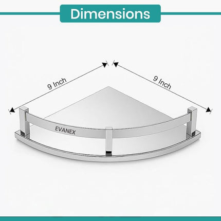 Evanex Bathroom Corner Wall Shelf 9x9 Inch