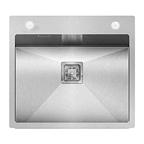 Handmade Single Bowl with Tap Hole Kitchen Sink (24 x 18 x 10 Inches) | 304 Grade Stainless Steel