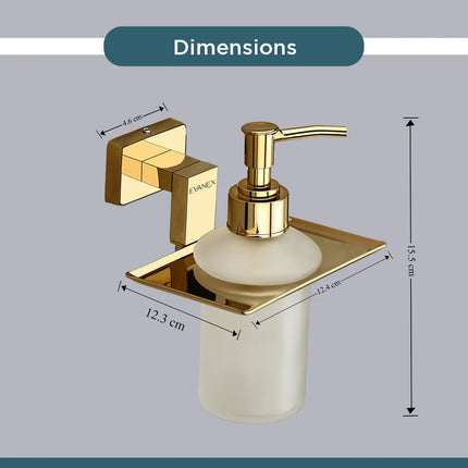 Evanex Stainless Steel Gold Liquid Soap Dispenser for Bathroom (12.4X12.3X15.5 CM)