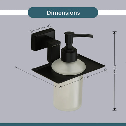 Evanex Stainless Steel Black Matt Liquid Soap Dispenser for Bathroom (12.4X12.3X15.5 CM)
