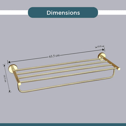 Evanex Stainless Steel Gold Towel Rack/Holder for Bathroom (63.5X22X10.5 CM)