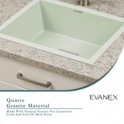 Quartz Single Bowl Kitchen Sink (24 x 18 x 9 Inches) ( Green)