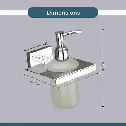 Evanex Stainless Steel Chrome Liquid Soap Dispenser for Bathroom (12X12.3X15.5 CM)