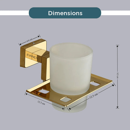 Evanex Stainless Steel Gold Tumbler Holder for Bathroom (12.5X12.3X9.5 CM)