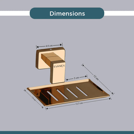 Evanex Stainless Steel Rose Gold Soap Dish Holder for Bathroom (12.4X12.3X5.4 CM)