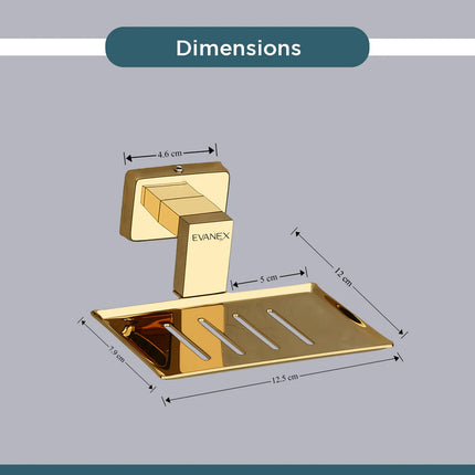Evanex Stainless Steel Gold Soap Dish Holder for Bathroom (12.4X12.3X5.4 CM)