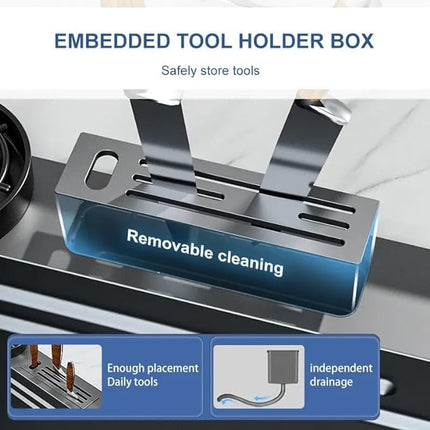 Waterfall Smart Kitchen Sink (37 x 18 x 9 Inches) | Double Bowl Heavy Stainless Steel Sink