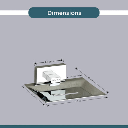 Evanex Stainless Steel Chrome Soap Dish Holder for Bathroom (12X12.3X4 CM)
