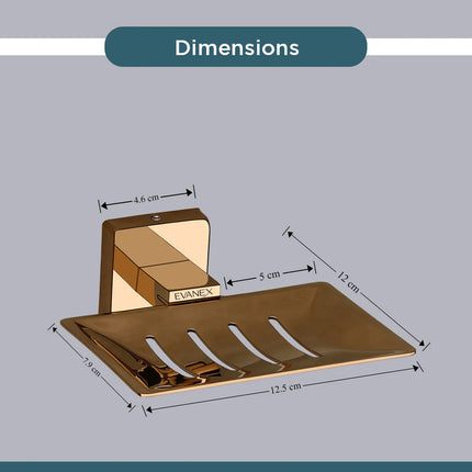 Evanex Stainless Steel Rose Gold Soap Dish Holder for Bathroom (12.5X12X4.6 CM)