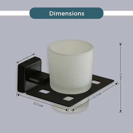 Evanex Stainless Steel Black Matt Tumbler Holder for Bathroom (12.5X12.3X9.5 CM)