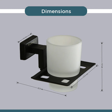Evanex Stainless Steel Black Matt Tumbler Holder for Bathroom (12.4X12.3X9.5 CM)