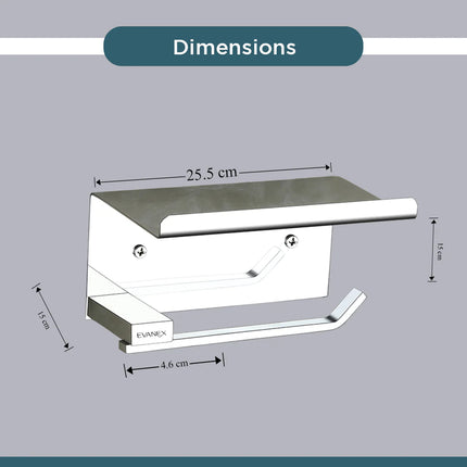 Evanex Stainless Steel Chrome Toilet Paper Holder for Bathroom (15X8.7X8.5 CM)