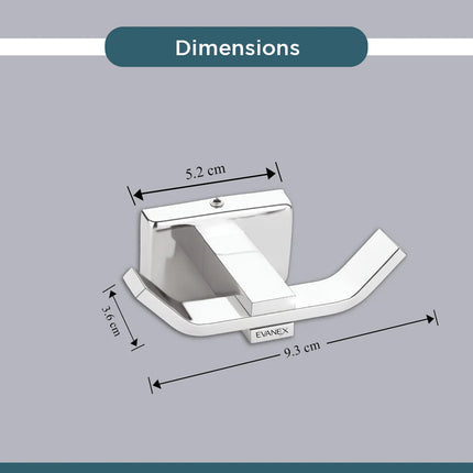 Evanex Stainless Steel Chrome Robe/Towel Hook for Bathroom (9.3X5.2X3.6 CM)