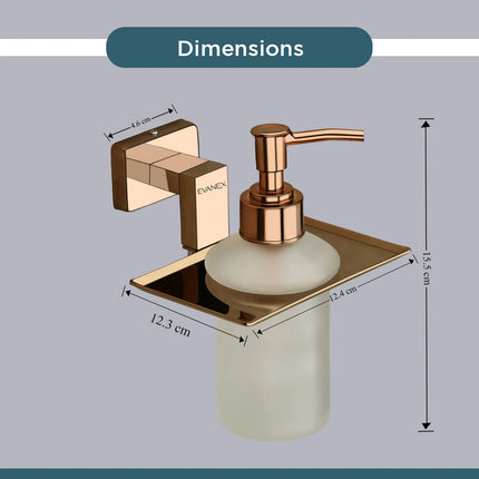 Evanex Stainless Steel Rose Gold Liquid Soap Dispenser for Bathroom (12.4X12.3X15.5 CM)