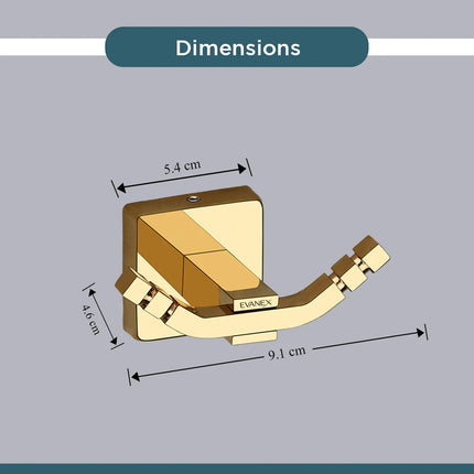 Evanex Stainless Steel Gold Robe/Towel Hook for Bathroom(9.1X5.4X4.6 CM)
