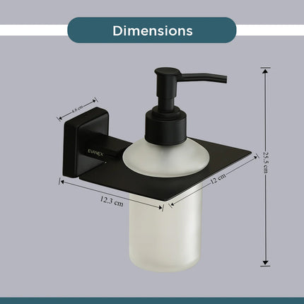Evanex Stainless Steel Black Matt Liquid Soap Dispenser for Bathroom (12X12.3X15.5 CM)