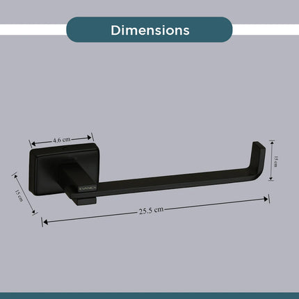 Evanex Stainless Steel Black Matt Toilet Paper Holder for Bathroom (17X5.2X4.3 CM)