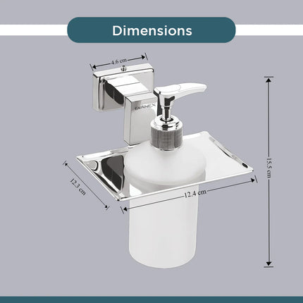 Evanex Stainless Steel Chrome Liquid Soap Dispenser for Bathroom (12.4X12.3X15.5 CM)