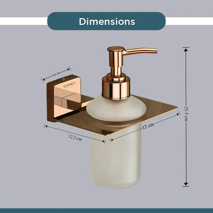 Evanex Stainless Steel Rose Gold Liquid Soap Dispenser for Bathroom (12X12.3X15.5 CM)