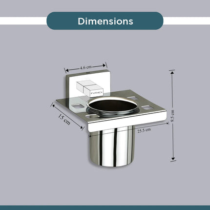 Evanex Stainless Steel Chrome Tumbler Holder for Bathroom (12X12.3X9.5 CM)