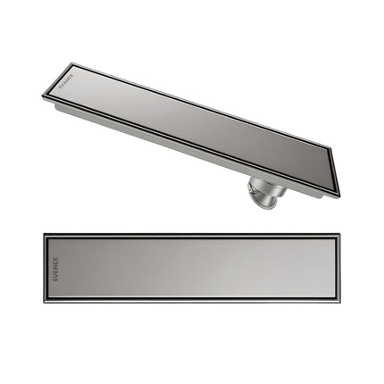 Sliver-Matt Tile Insert Shower Water Drain Channel with Cockroach Trap (18X4 Inches)