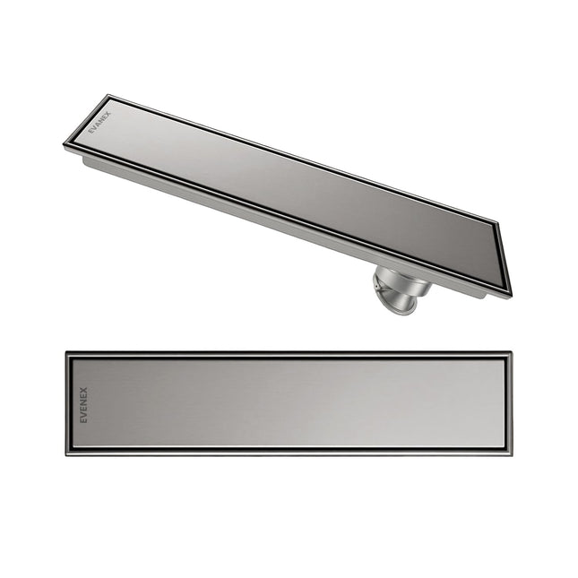 Sliver-Matt Tile Insert Shower Water Drain Channel with Cockroach Trap (18X4 Inches)