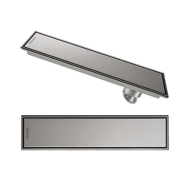 Sliver-Matt Tile Insert Shower Water Drain Channel with Cockroach Trap (24X4 Inches)