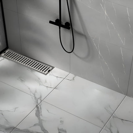 Sliver-Matt Shower Water Drain Channel with Cockroach Trap (18X4 Inches)