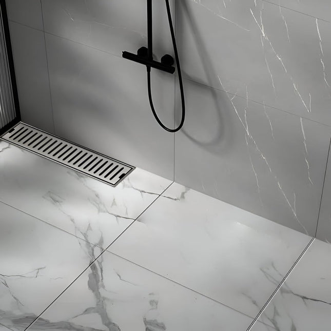 Sliver-Matt Shower Water Drain Channel with Cockroach Trap (18X4 Inches)