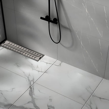 Sliver-Matt Shower Water Drain Channel with Cockroach Trap (18X4 Inches)