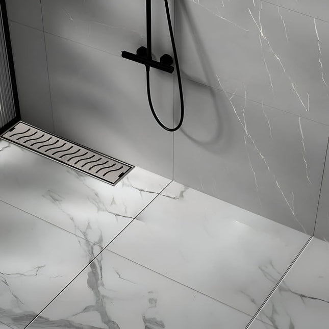 Sliver-Matt Shower Water Drain Channel with Cockroach Trap (18X4 Inches)