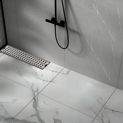 Sliver-Matt Shower Water Drain Channel with Cockroach Trap (18X4 Inches)