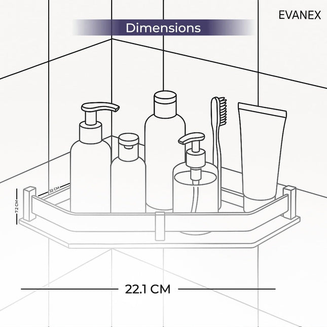 Evanex Bathroom Corner Shelf Diamond Cut Wall Mount (9x9 Inch)