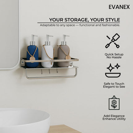 Evanex Bathroom Shelf Multipurpose Wall Mounted Shelves (5x15 Inch)