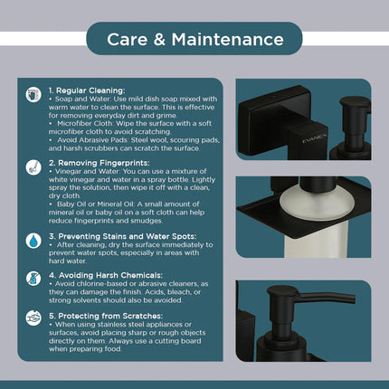 Evanex Stainless Steel Black Matt Liquid Soap Dispenser for Bathroom (12.4X12.3X15.5 CM)