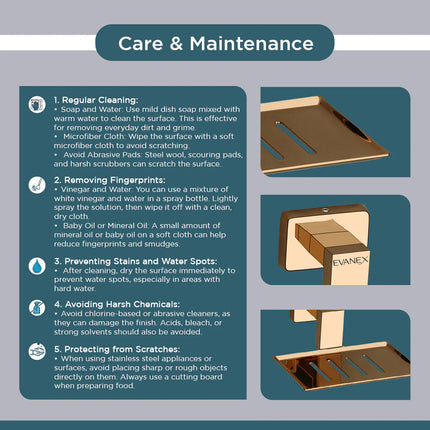 Evanex Stainless Steel Rose Gold Soap Dish Holder for Bathroom (12.4X12.3X5.4 CM)