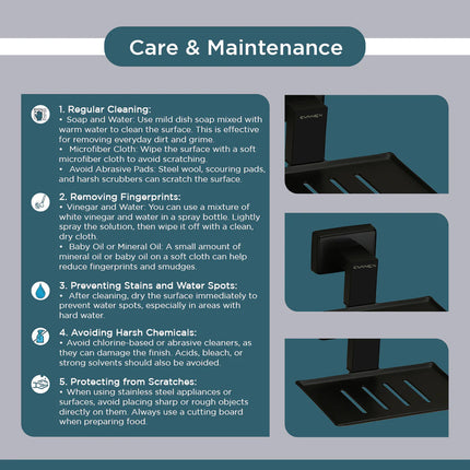 Evanex Stainless Steel Black Matt Soap Dish for Bathroom (12.4X12.3X5.4 CM)