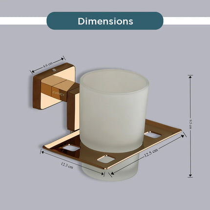 Evanex Stainless Steel Rose Gold Tumbler Holder for Bathroom (12.4X12.3X9.5 CM)