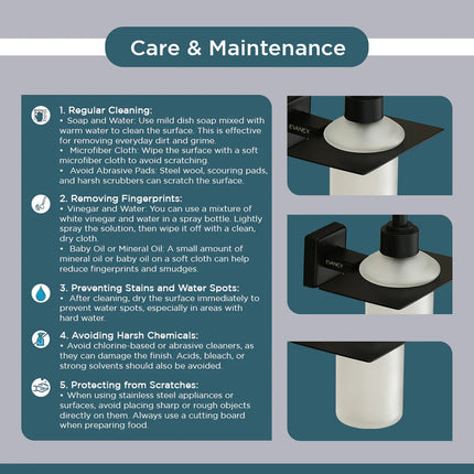 Evanex Stainless Steel Black Matt Liquid Soap Dispenser for Bathroom (12X12.3X15.5 CM)