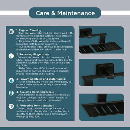 Evanex Stainless Steel Black Matt Twin Soap Dish Holder for Bathroom (26X13X6.3 CM)