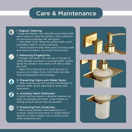 Evanex Stainless Steel Gold Liquid Soap Dispenser for Bathroom (12.4X12.3X15.5 CM)