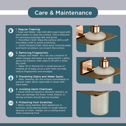 Evanex Stainless Steel Rose Gold Liquid Soap Dispenser for Bathroom (12X12.3X15.5 CM)