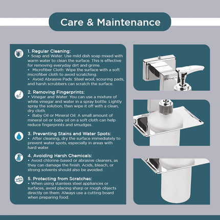 Evanex Stainless Steel Chrome Liquid Soap Dispenser for Bathroom (12.4X12.3X15.5 CM)