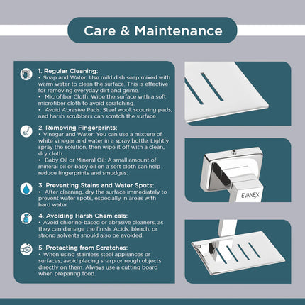 Evanex Stainless Steel Chrome Soap Dish Holder for Bathroom (12.4X12.3X5.4 CM)