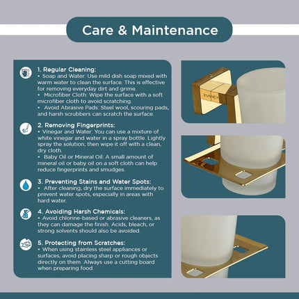Evanex Stainless Steel Gold Tumbler Holder for Bathroom (12.4X12.3X9.5 CM)