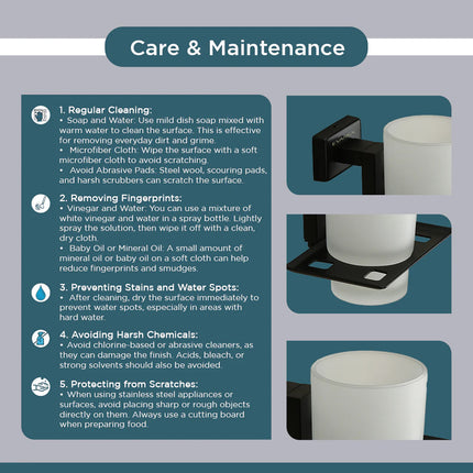 Evanex Stainless Steel Black Matt Tumbler Holder for Bathroom (12.4X12.3X9.5 CM)