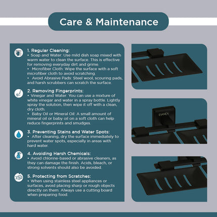 Evanex Stainless Steel Black Matt Twin Soap Dish for Bathroom (25.3X15X4.6 CM)