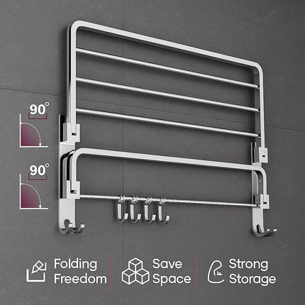 Evanex Bathroom Foldable Shelves (Chrome Finish-24 Inch) | 304 Stainless Steel