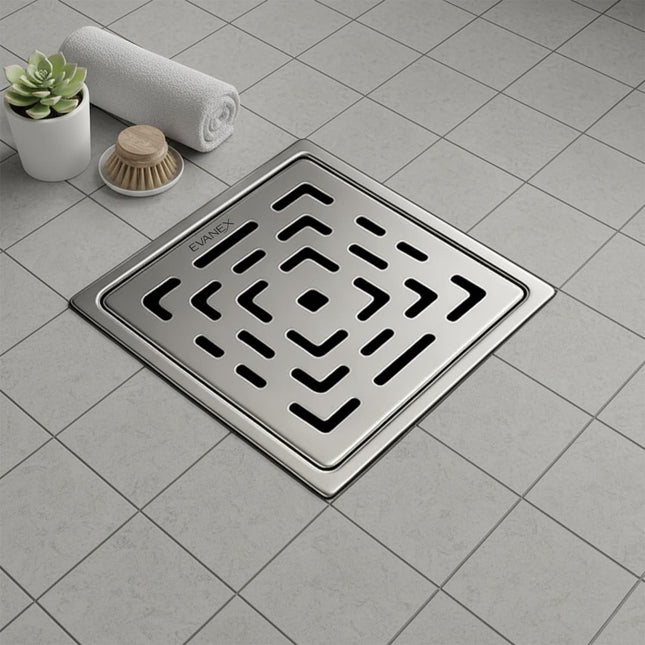 Sliver-Matt  Square Floor Drainer with Cockroach Trap (5X5 Inches)