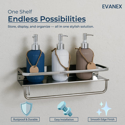 Evanex Bathroom Shelf Multipurpose Wall Mounted Shelves (5x15 Inch)
